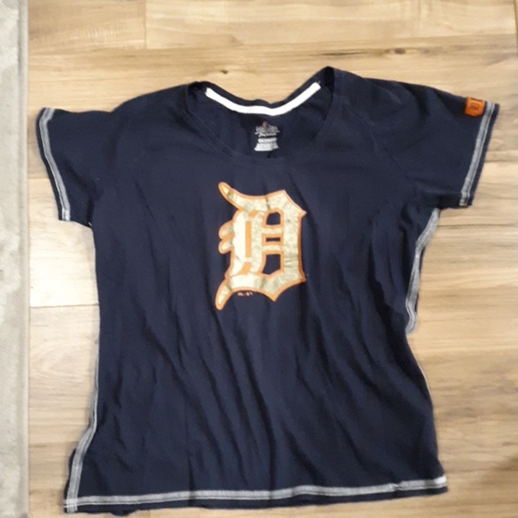 Majestic Detroit Womens Navy T-shirt. - Picture 1 of 6